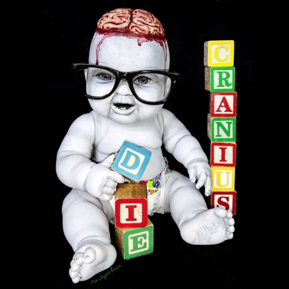 🤓 OOAK Original Zombie Baby Brains Creepy Goth Doll Horror Art Halloween Prop